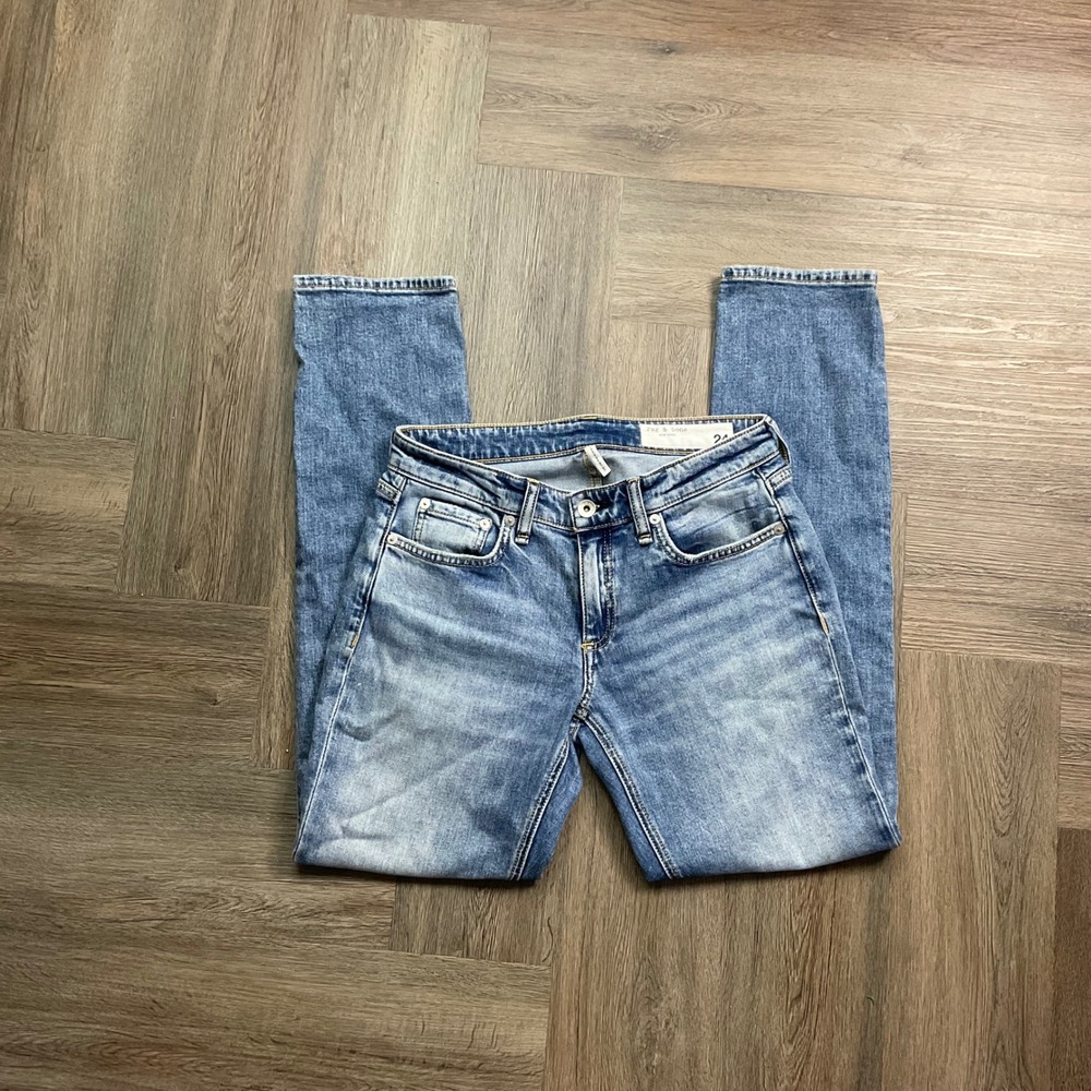 Rag & Bone Dre Low Rise Slim Boyfriend Denim Jeans Blue Womens 24 Blue Boho Y2K